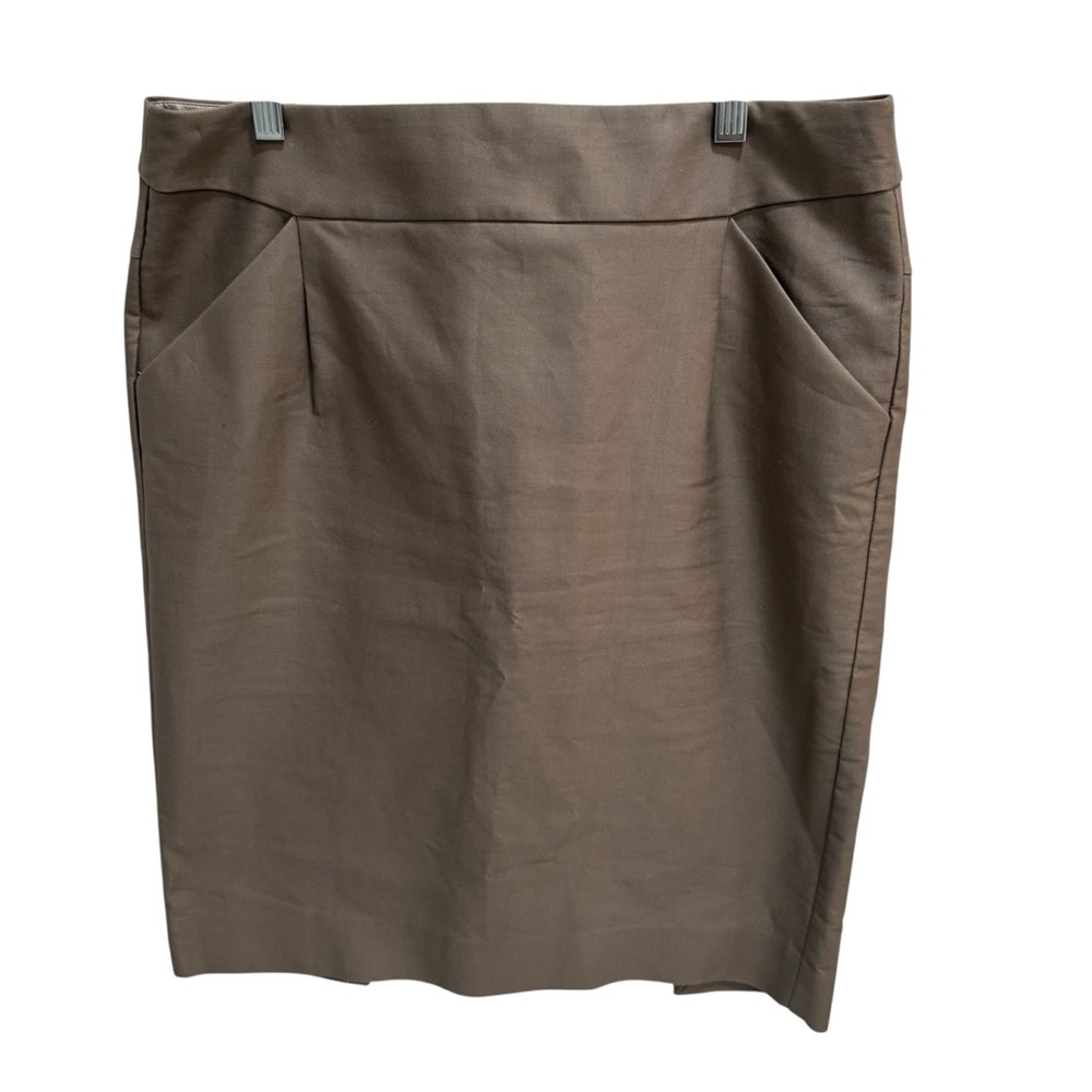 J Crew Womens Solid Taupe Pencil Skirt Work Career Cotton Spandex 10 NWT